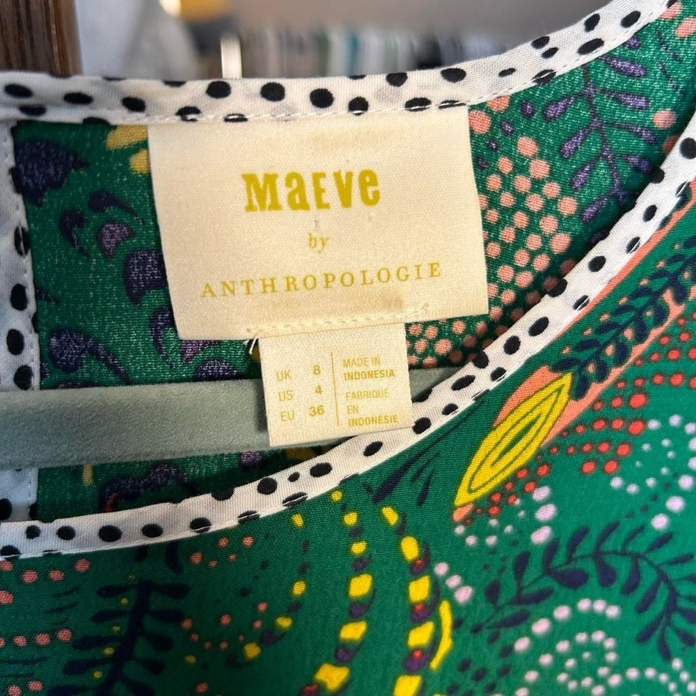 ✨Anthropologie Maeve Janis Dress | Green Paisley +Polka Dot Print | UK 8 / US 4✨ - Picture 3 of 10